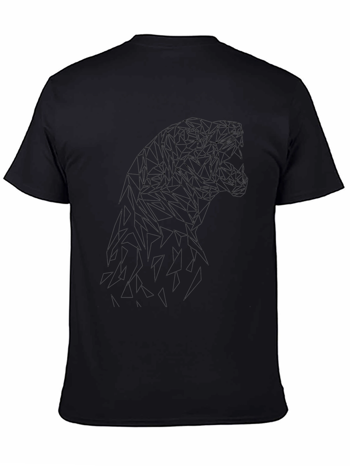 Geometric Tiger Graphic Black T-Shirt