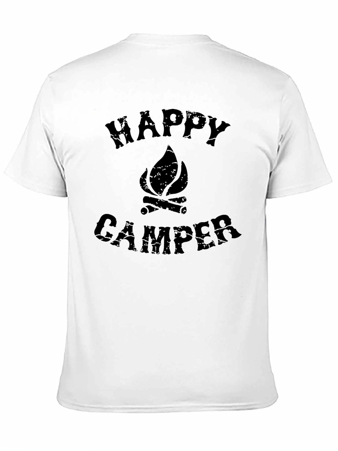 Happy Camper Graphic Tee - Black Cotton T-Shirt