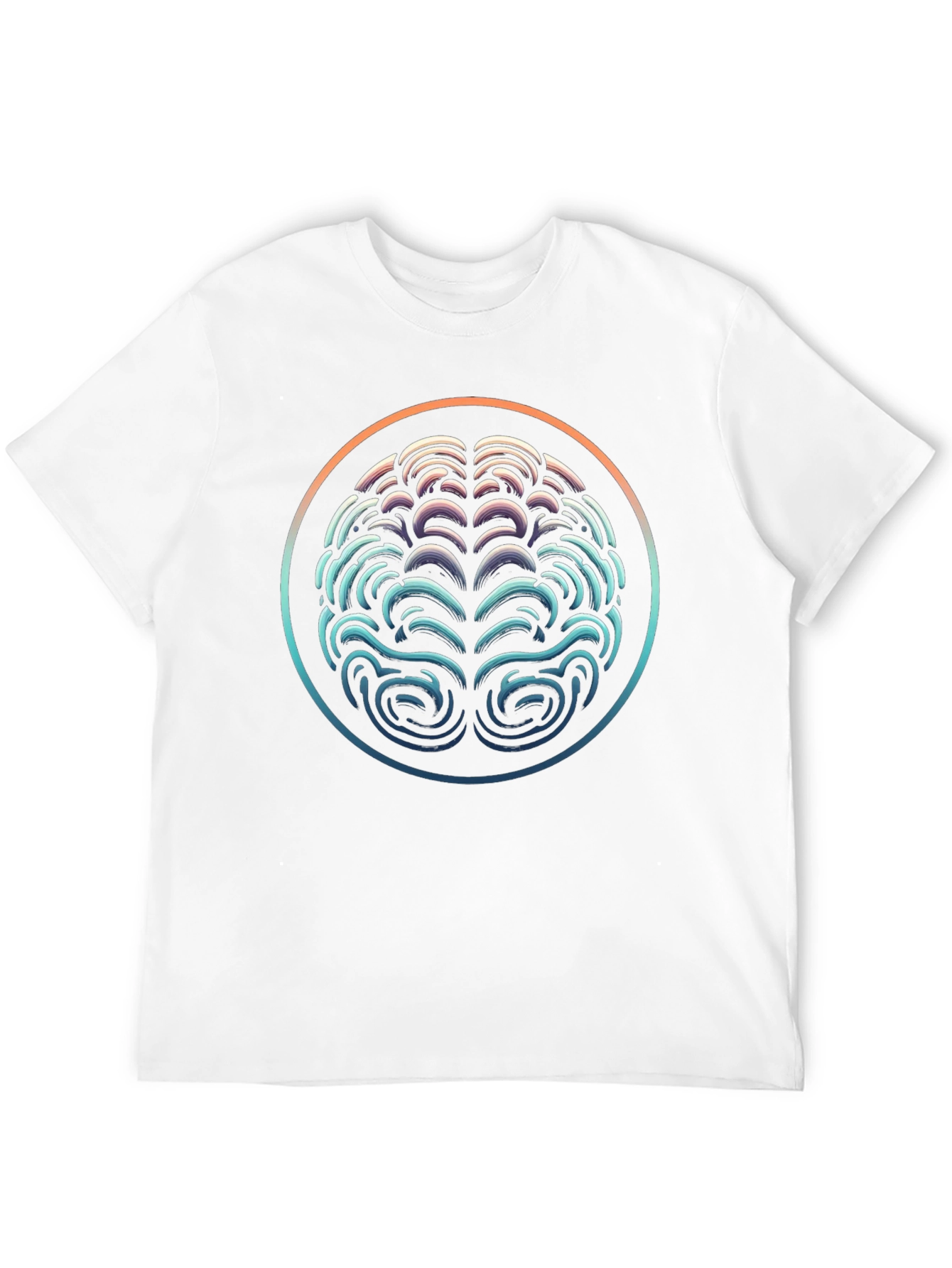 Abstract Brain Graphic Tee - Black Crewneck Shirt