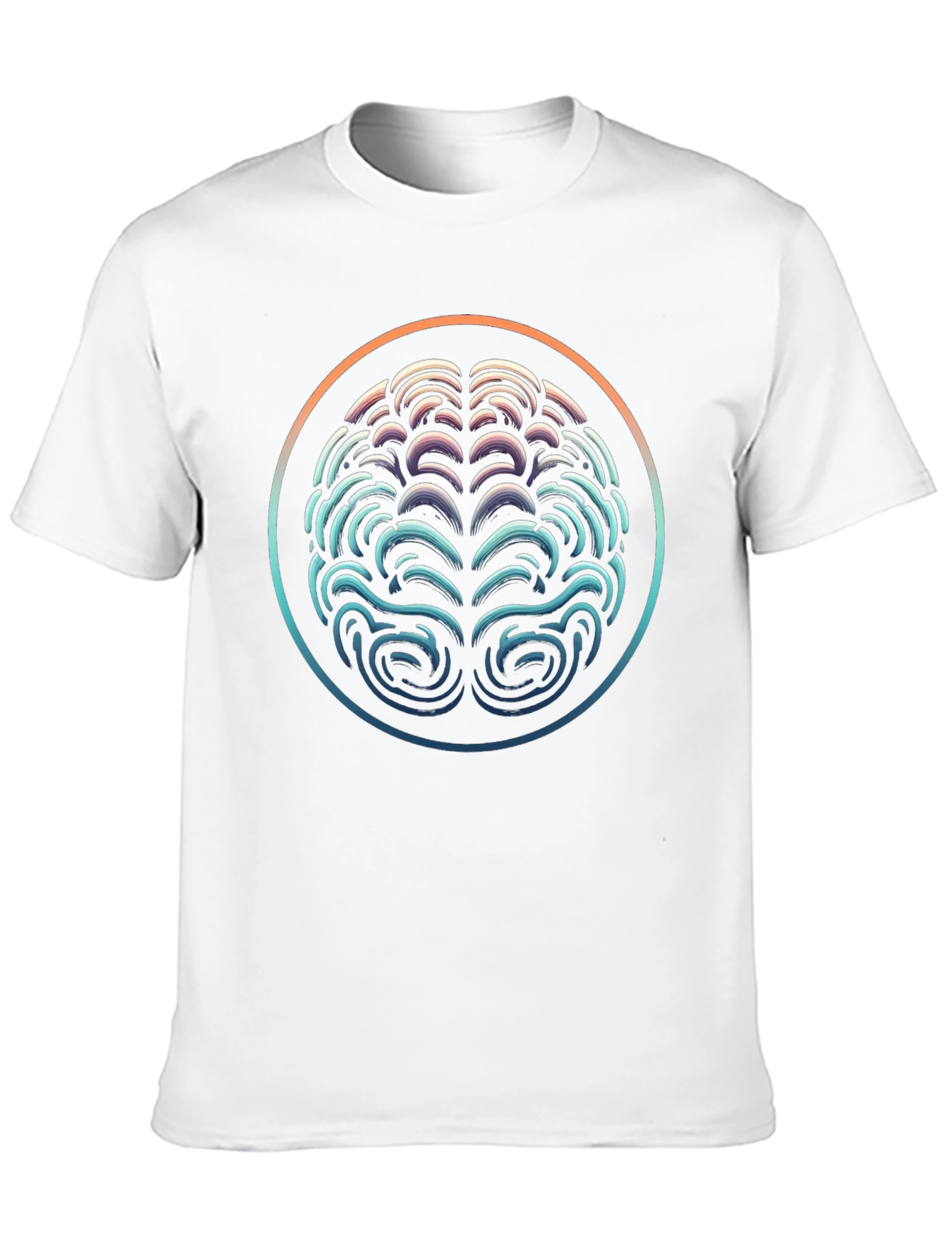 Abstract Brain Graphic Tee - Black Crewneck Shirt
