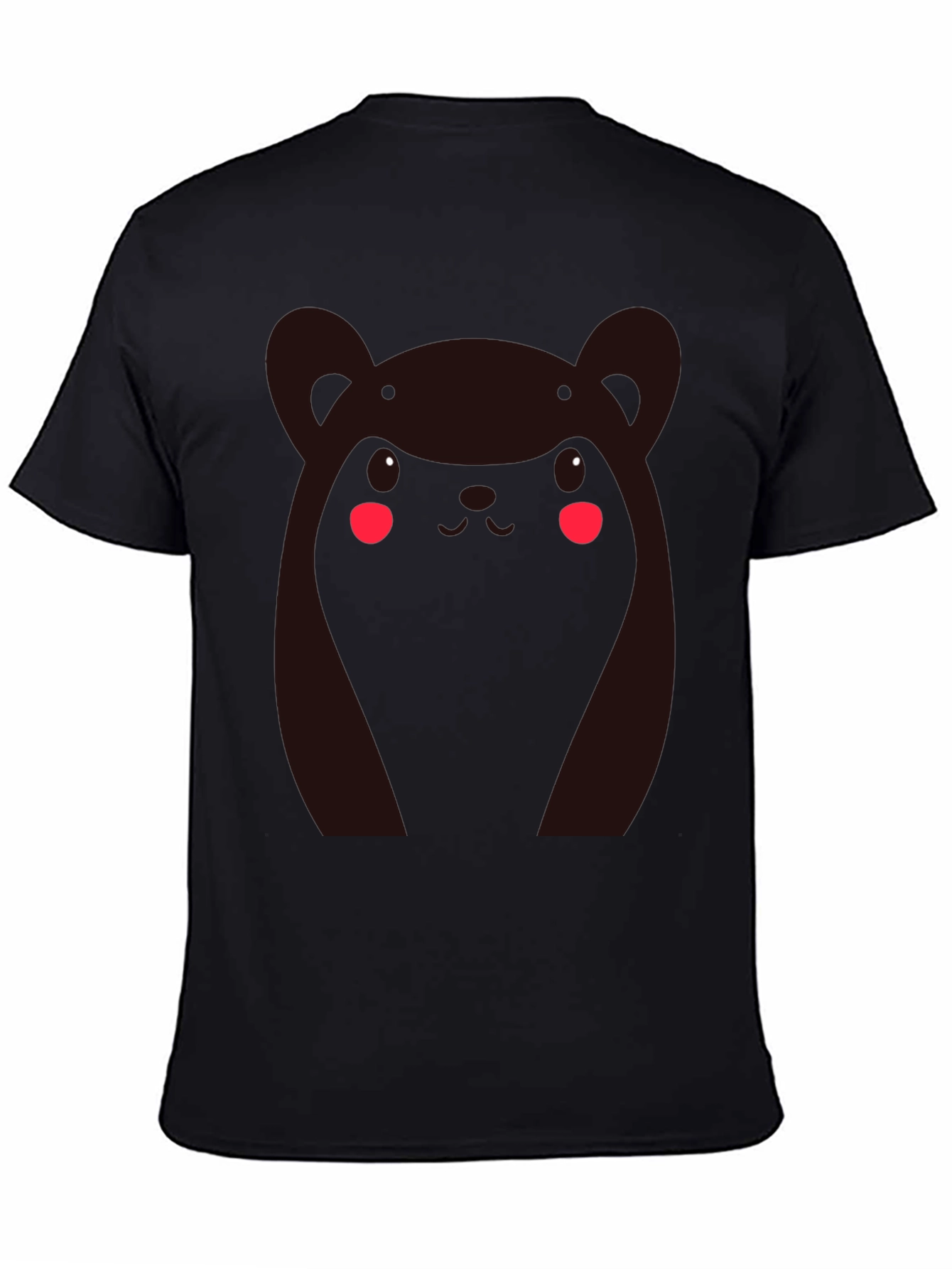 Kawaii Bear Graphic Tee - Black Cotton Comfort