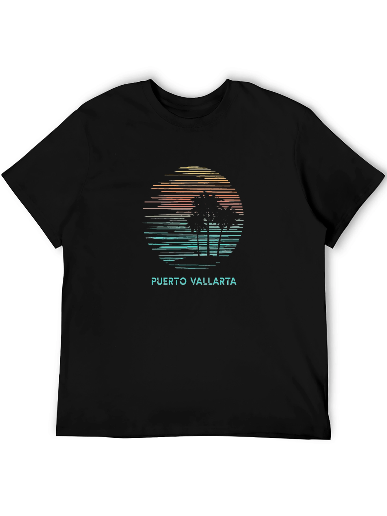 Puerto Vallarta Sunset Palm Tree Graphic Tee