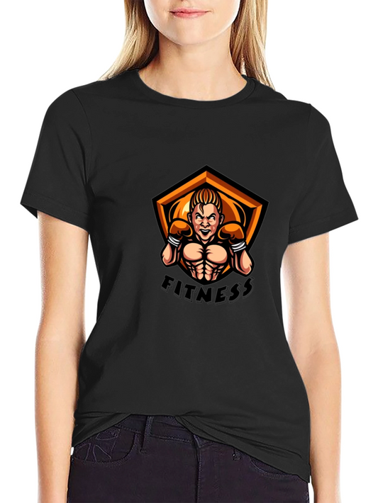 Fitness Graphic T-Shirt - Black Short Sleeve