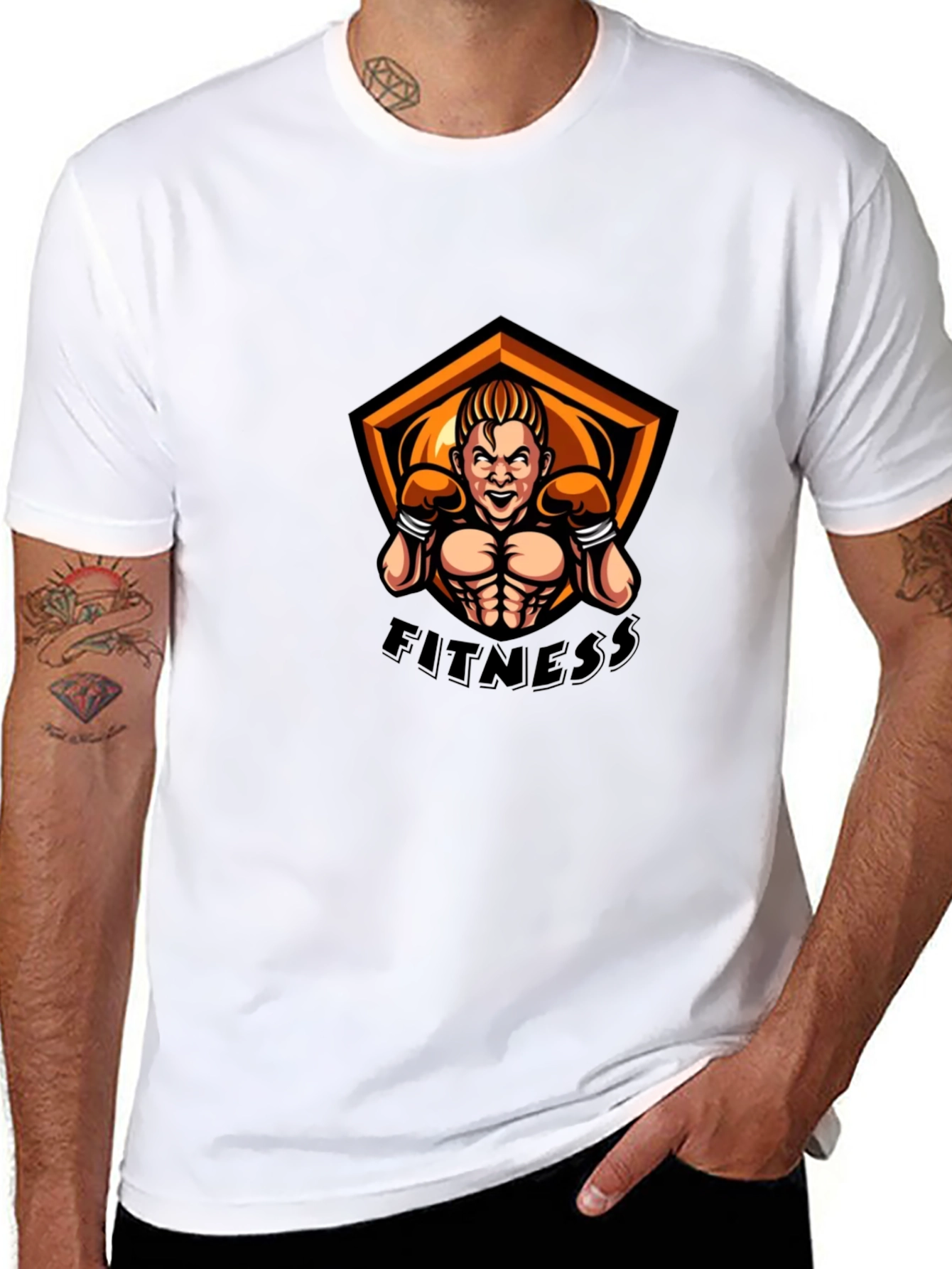 Fitness Graphic T-Shirt - Black Short Sleeve