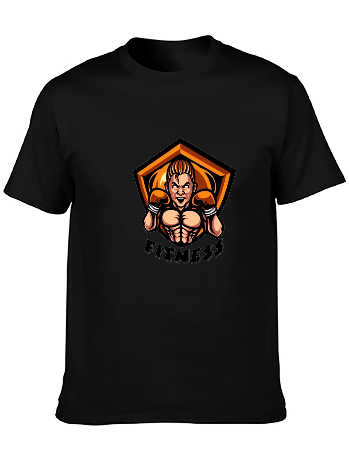 Fitness Graphic T-Shirt - Black Short Sleeve