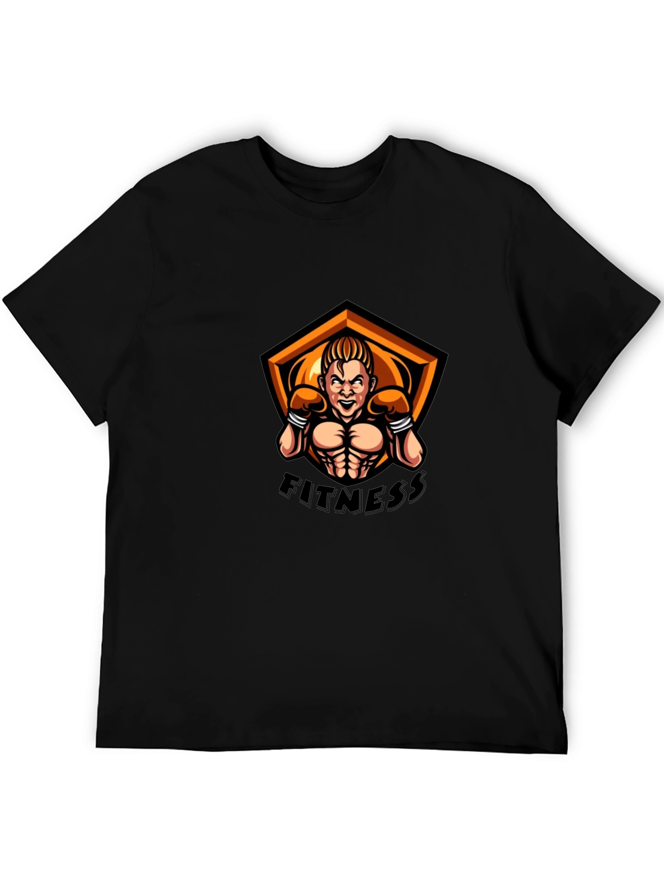 Fitness Graphic T-Shirt - Black Short Sleeve