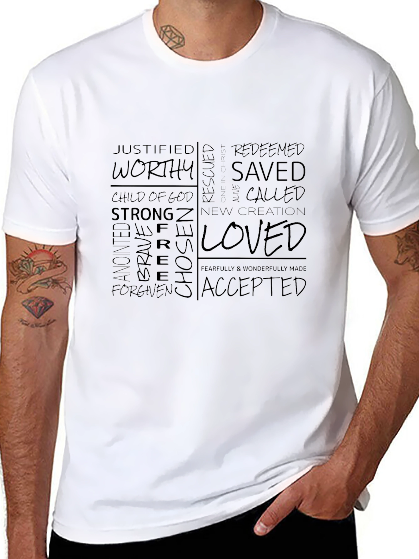 Affirmations Christian T-Shirt: Worthy Loved Saved