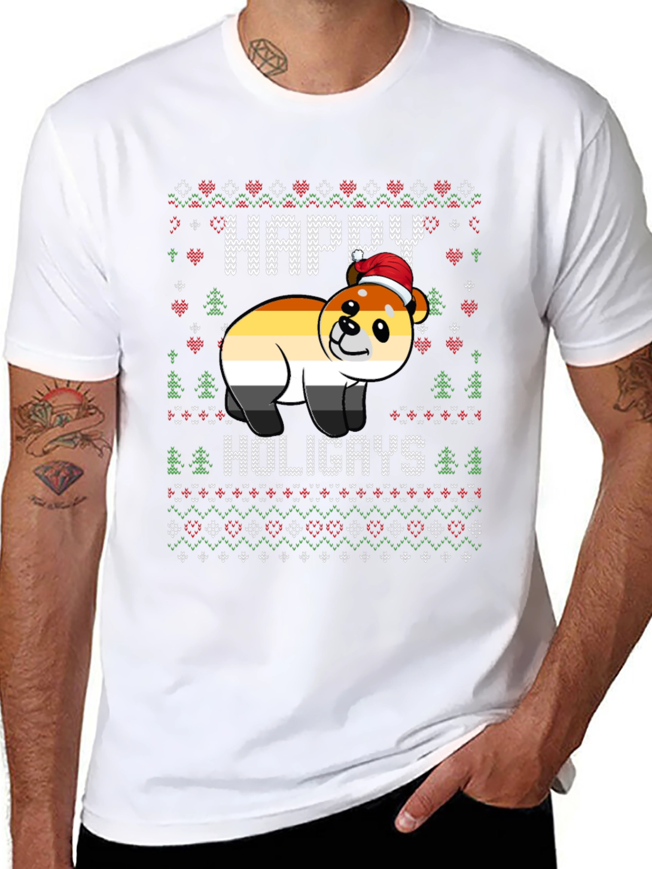 Happy Holigays Bear Christmas Sweater T-Shirt