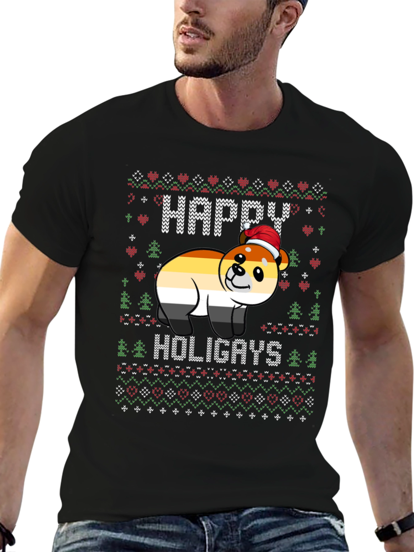 Happy Holigays Bear Christmas Sweater T-Shirt