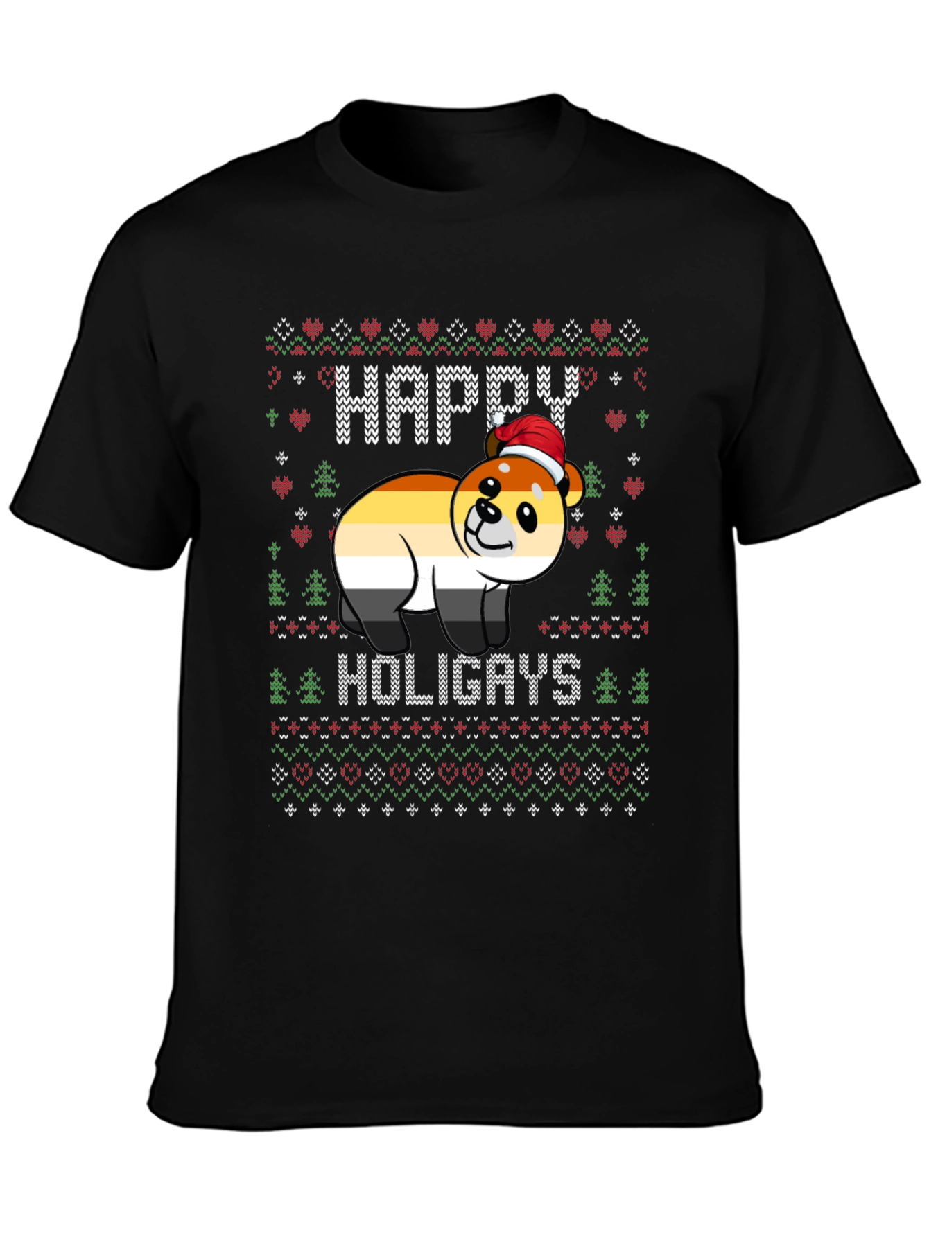 Happy Holigays Bear Christmas Sweater T-Shirt