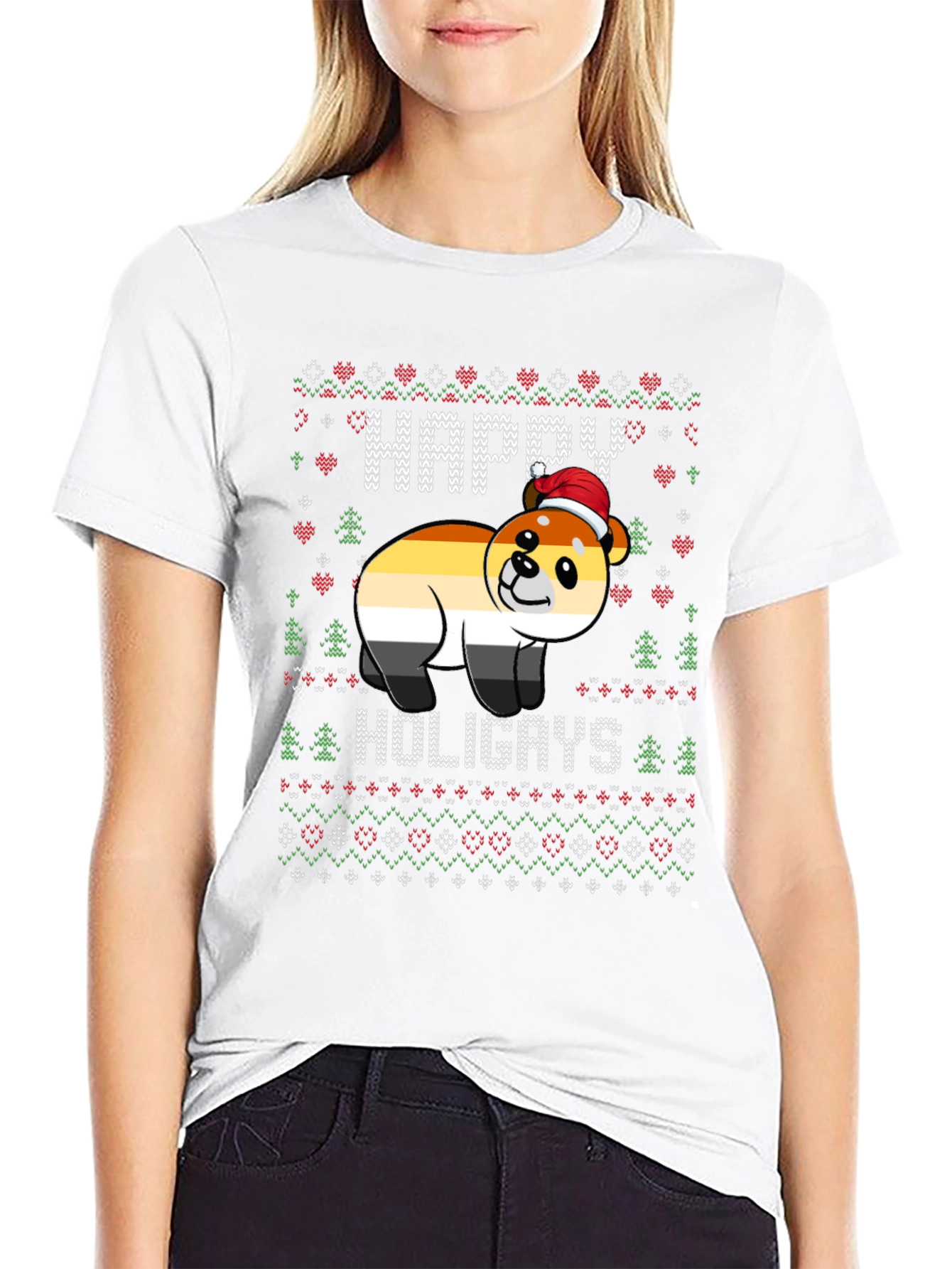 Happy Holigays Bear Christmas Sweater T-Shirt
