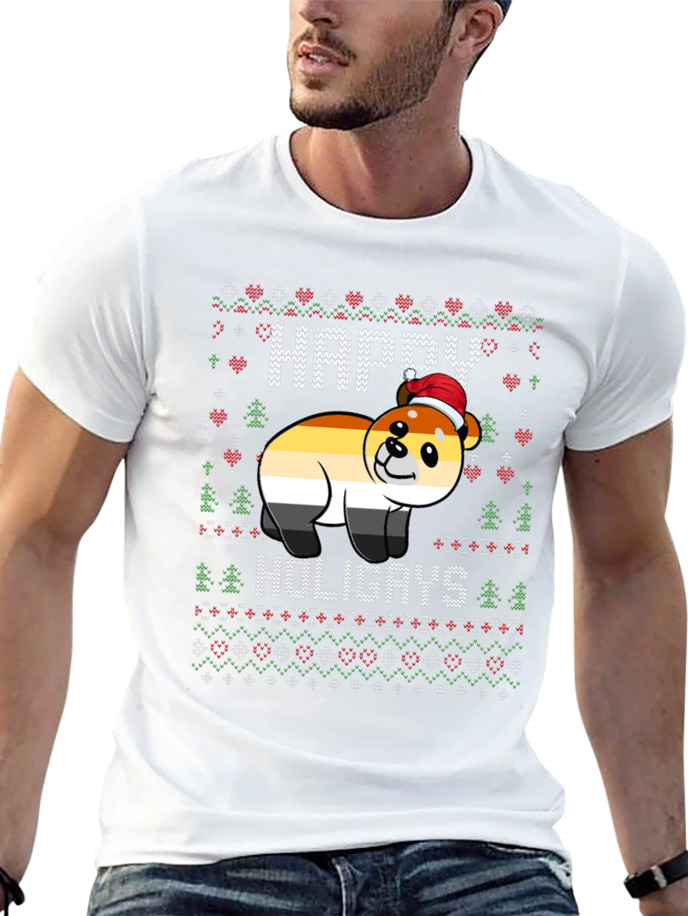 Happy Holigays Bear Christmas Sweater T-Shirt