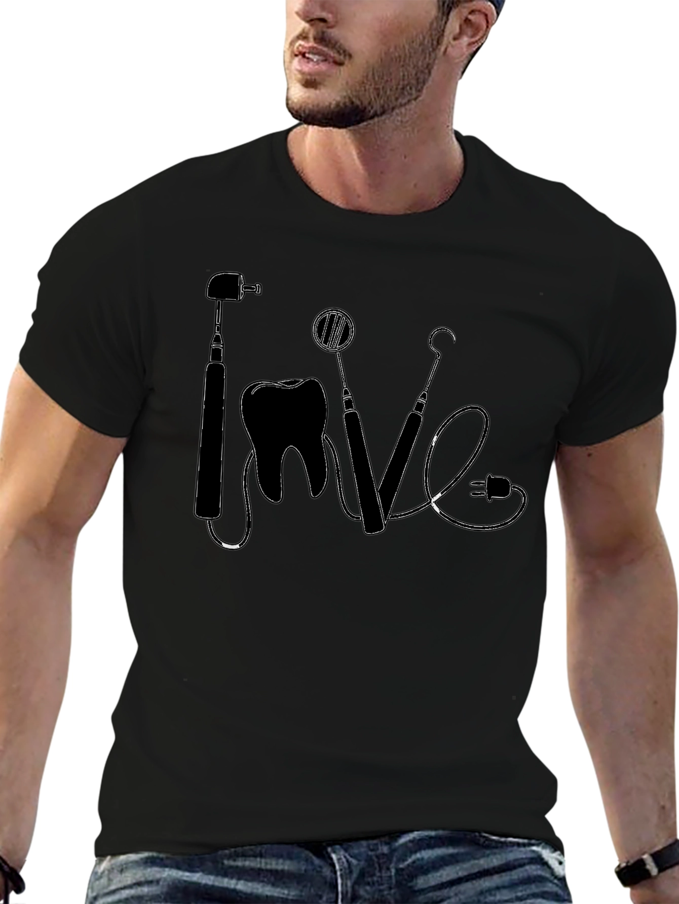 Dentist Love Graphic Tee - Black Cotton T-Shirt