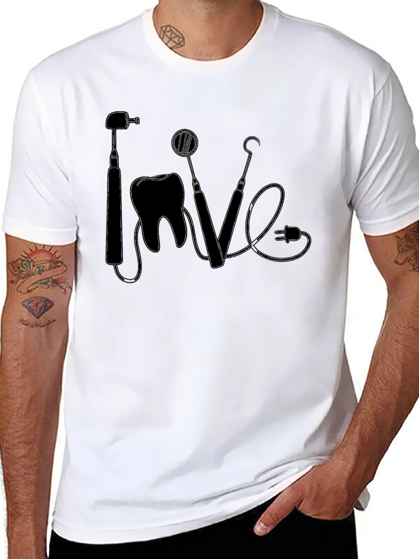Dentist Love Graphic Tee - Black Cotton T-Shirt