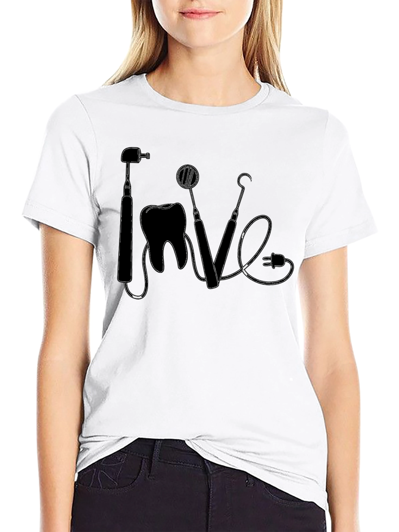 Dentist Love Graphic Tee - Black Cotton T-Shirt