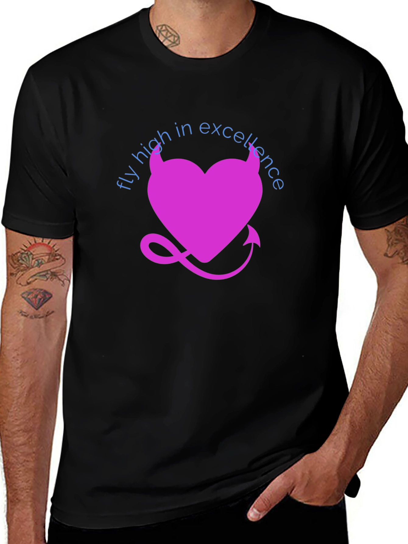 Fly High in Excellence T-Shirt - Devil Heart Design