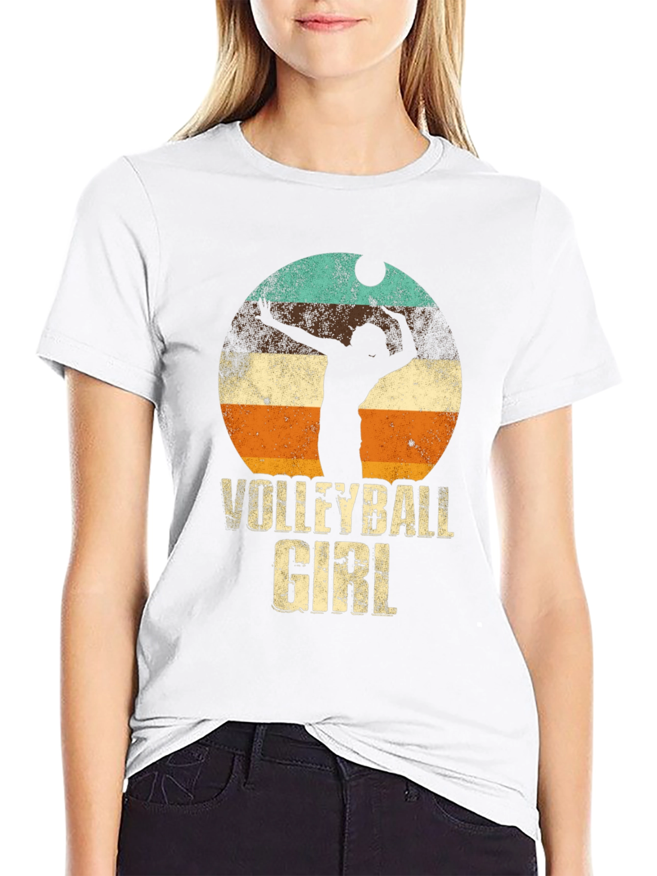 Volleyball Girl Retro Graphic T-Shirt