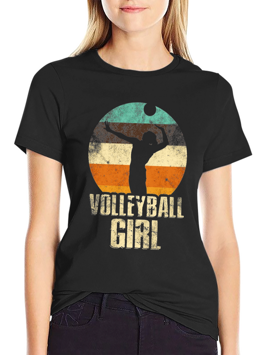Volleyball Girl Retro Graphic T-Shirt