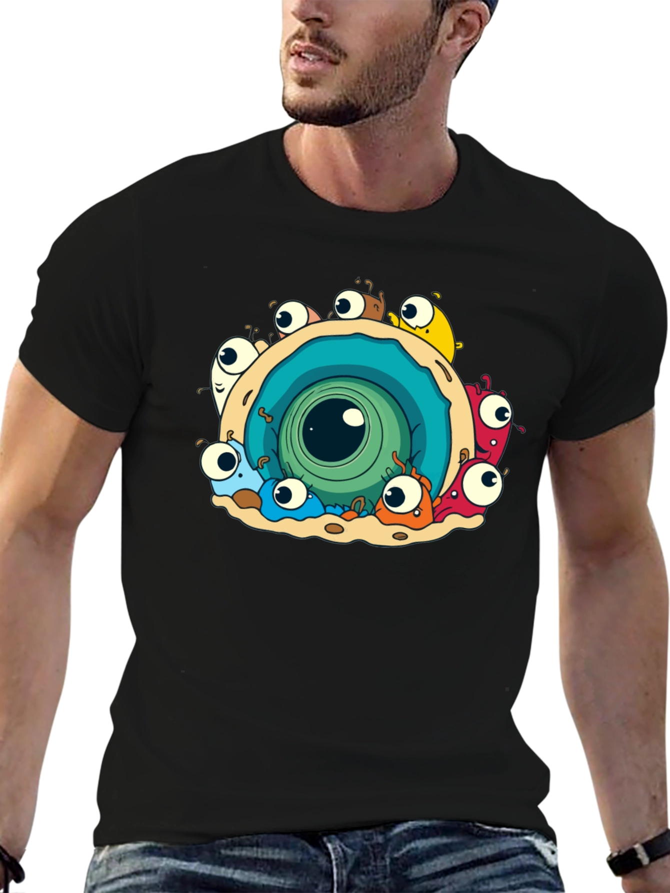 Eye Monster Graphic Tee - Black Cotton T-Shirt