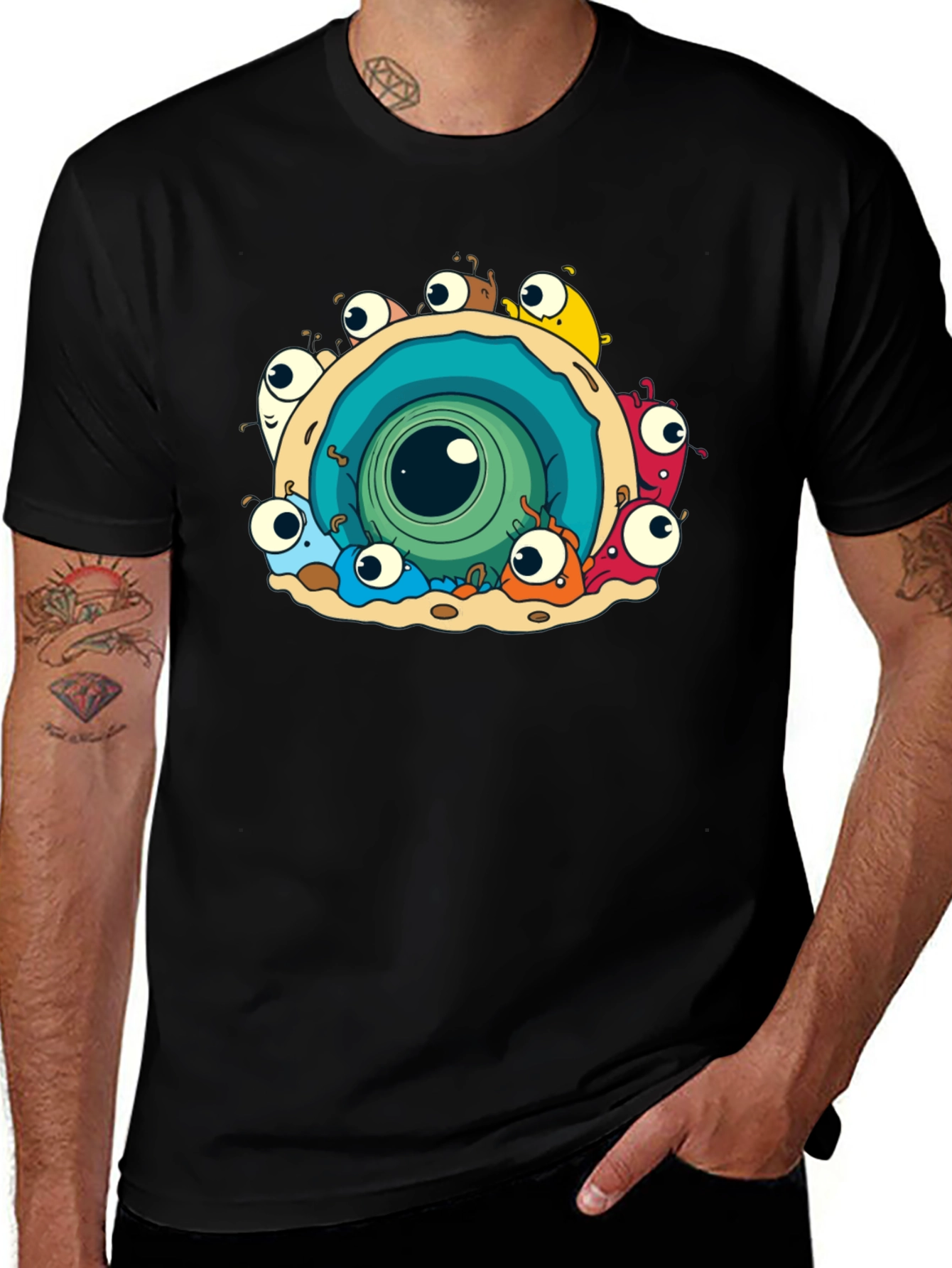 Eye Monster Graphic Tee - Black Cotton T-Shirt