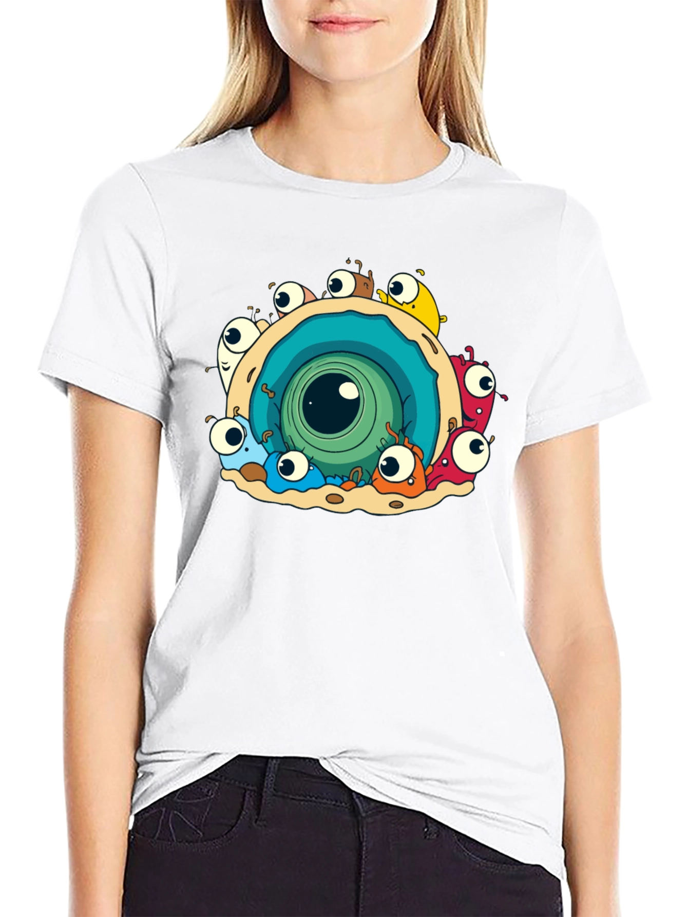 Eye Monster Graphic Tee - Black Cotton T-Shirt