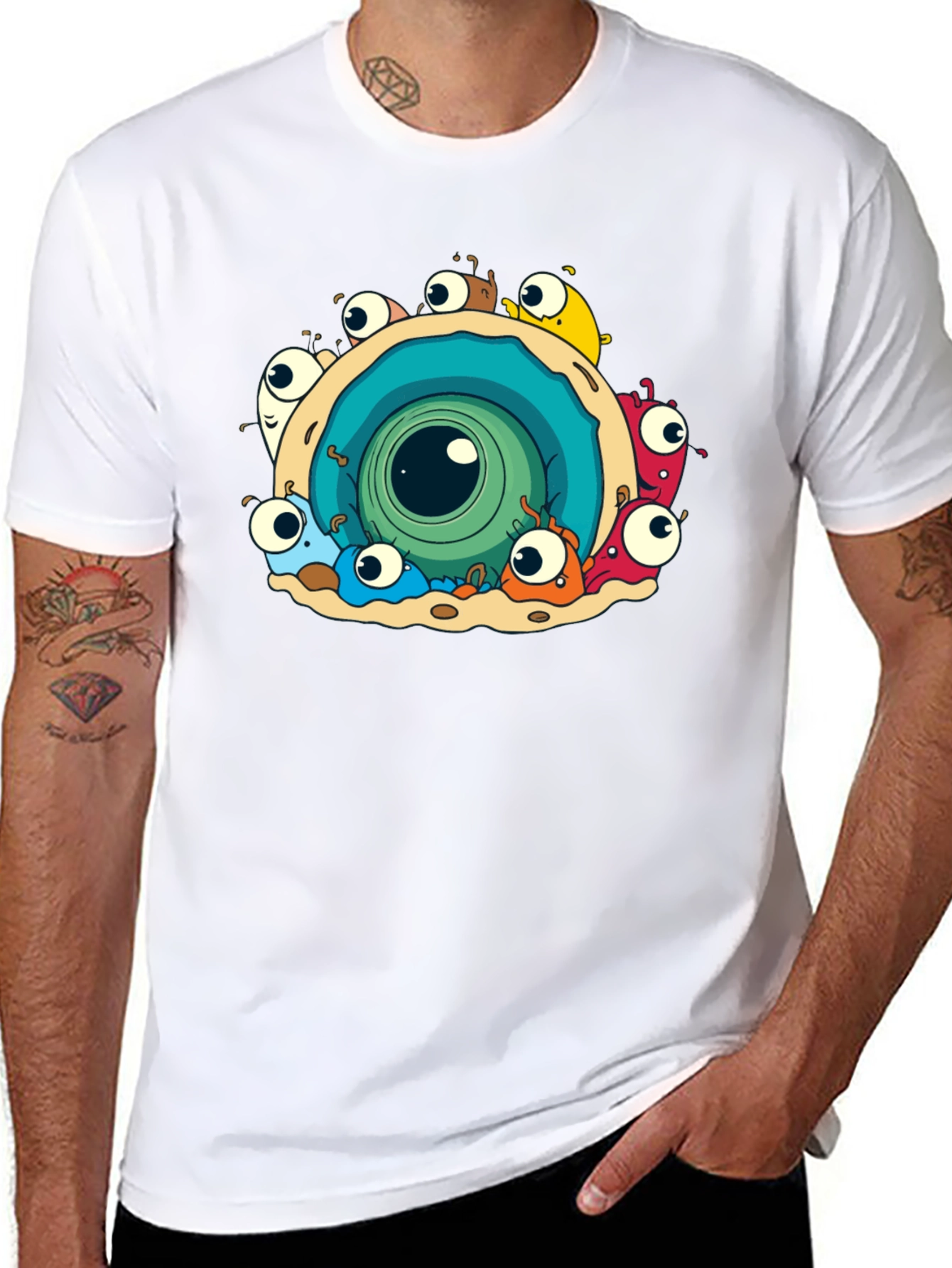 Eye Monster Graphic Tee - Black Cotton T-Shirt