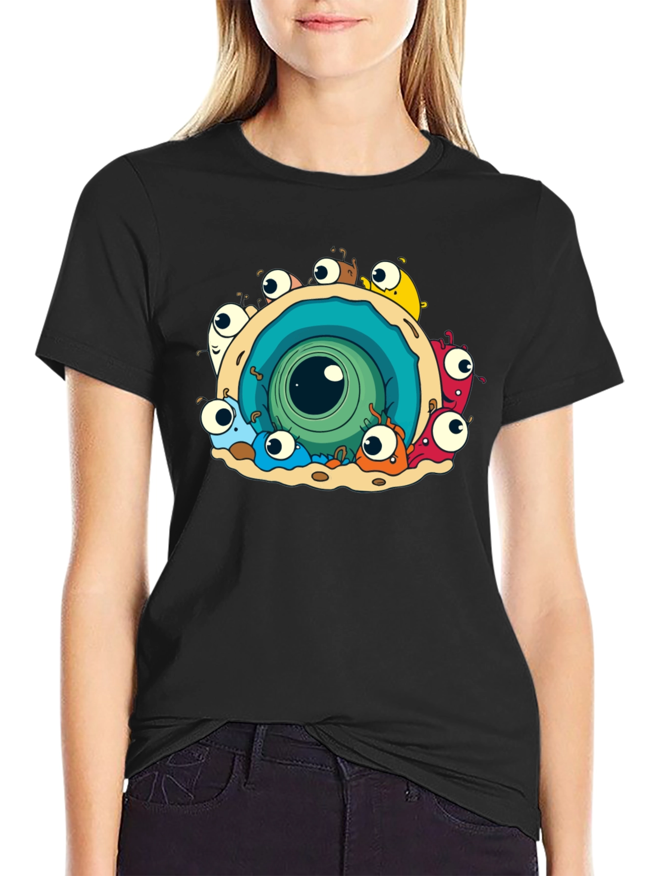 Eye Monster Graphic Tee - Black Cotton T-Shirt