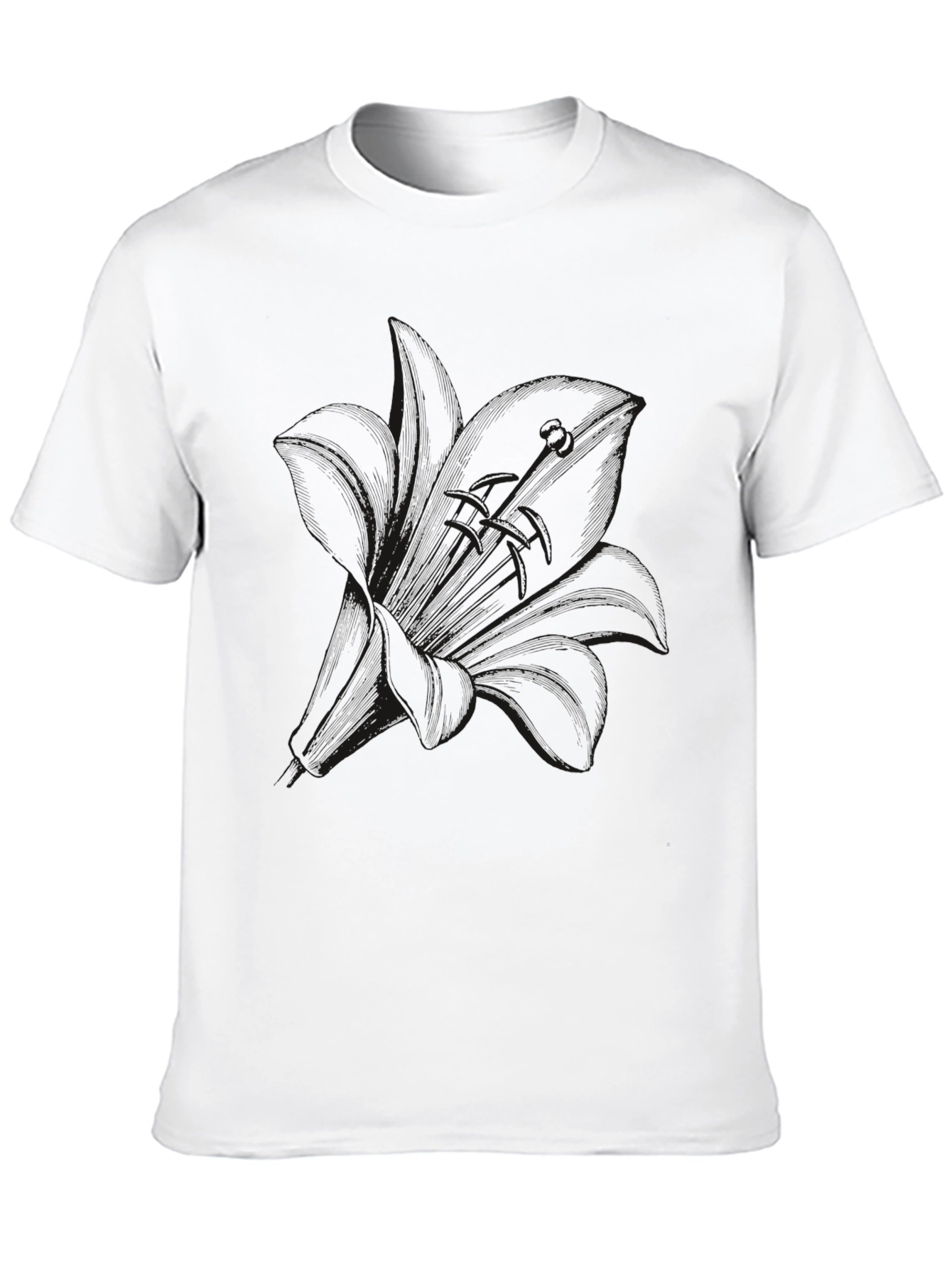 Mens Black Lily Graphic Tee - Casual Comfort
