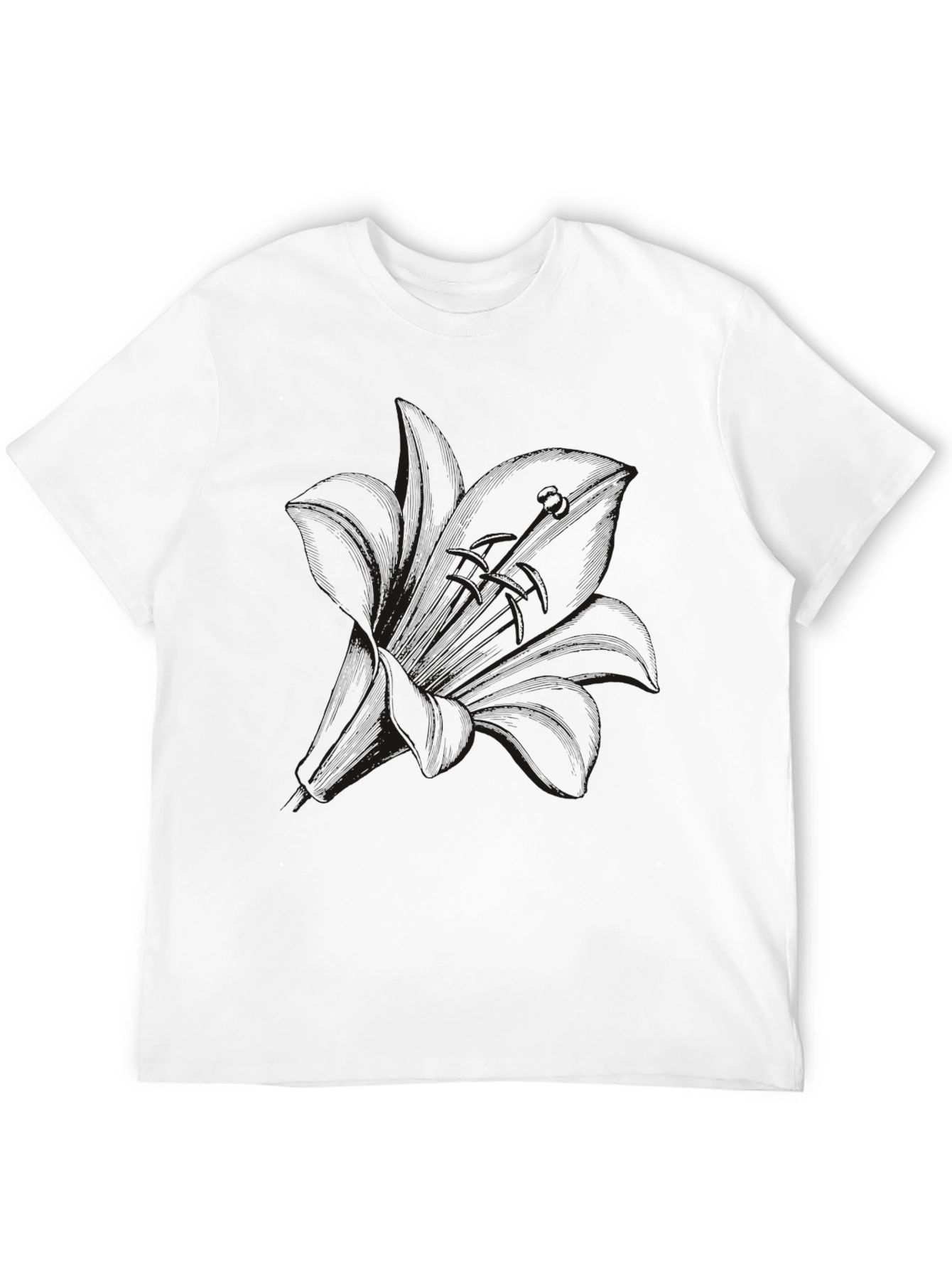 Mens Black Lily Graphic Tee - Casual Comfort