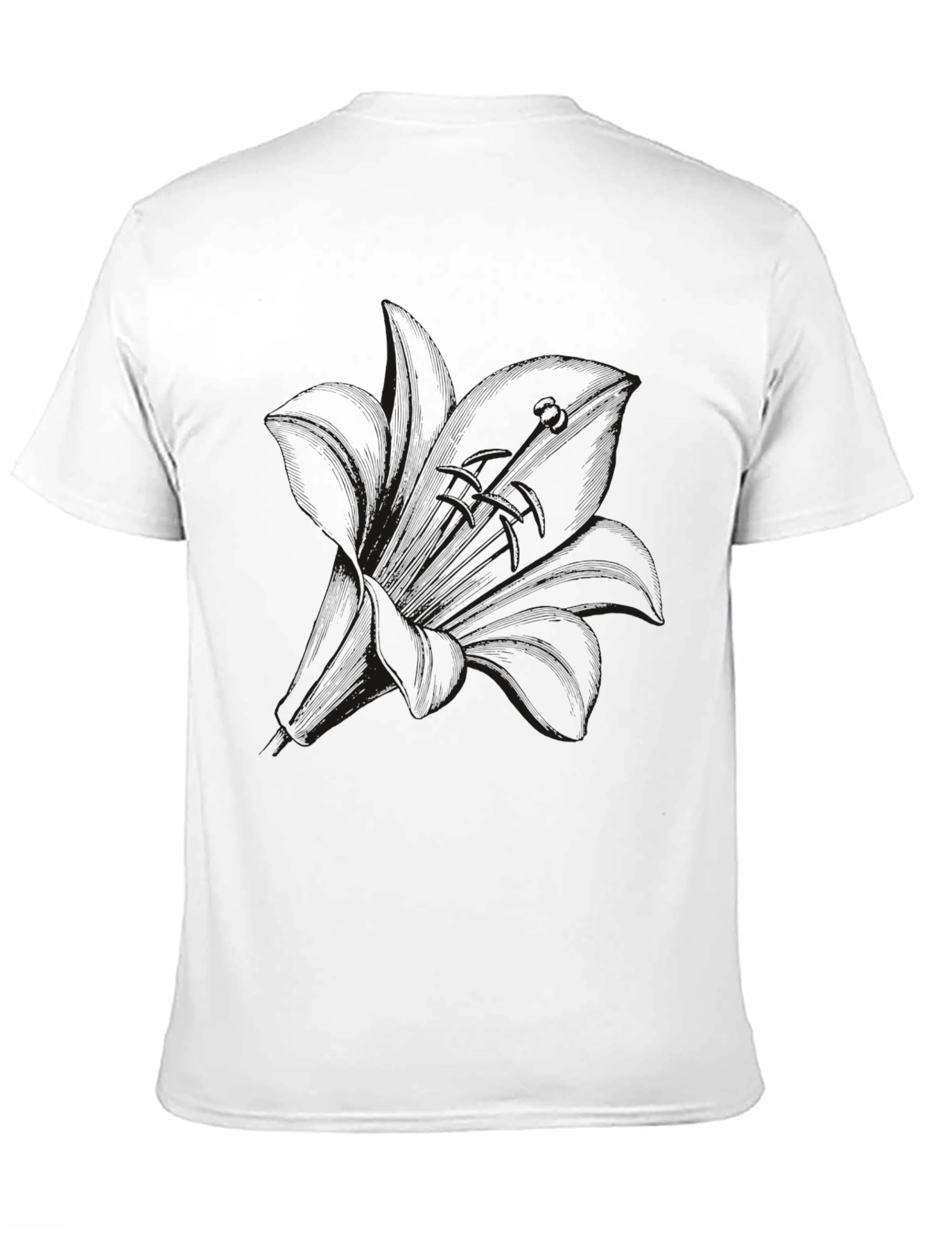 Mens Black Lily Graphic Tee - Casual Comfort