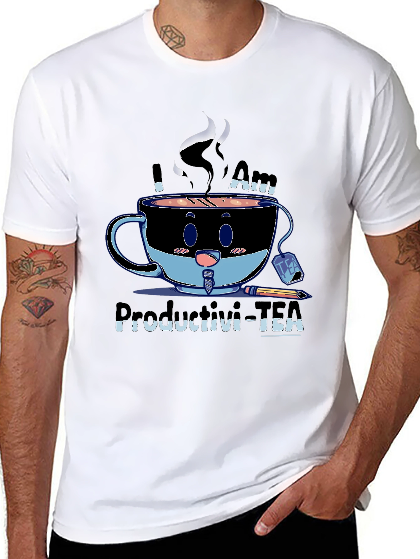 Productivi-Tea T-Shirt - Black Cotton Blend Graphic Tee
