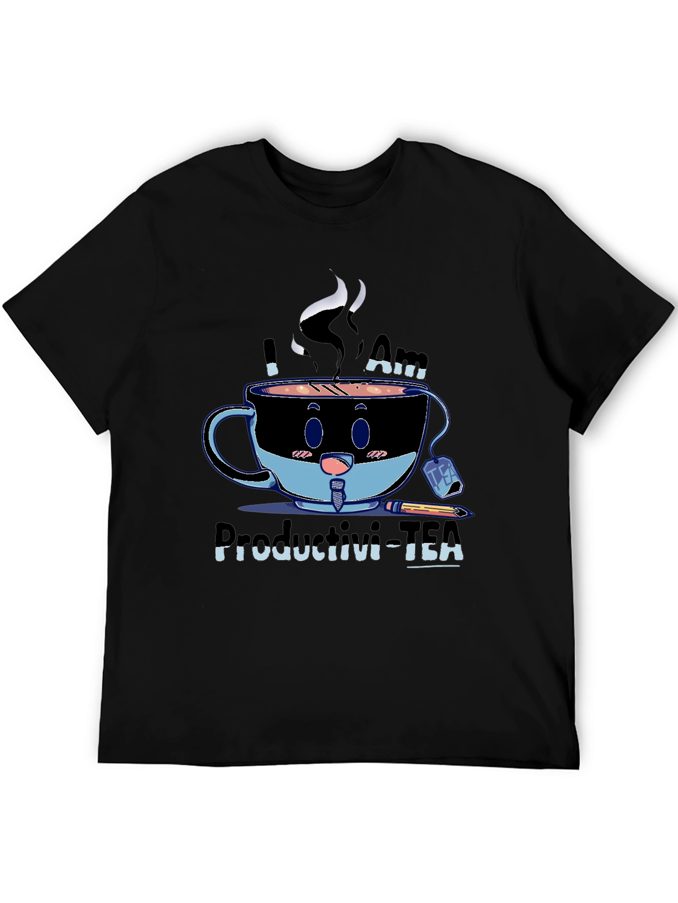 Productivi-Tea T-Shirt - Black Cotton Blend Graphic Tee