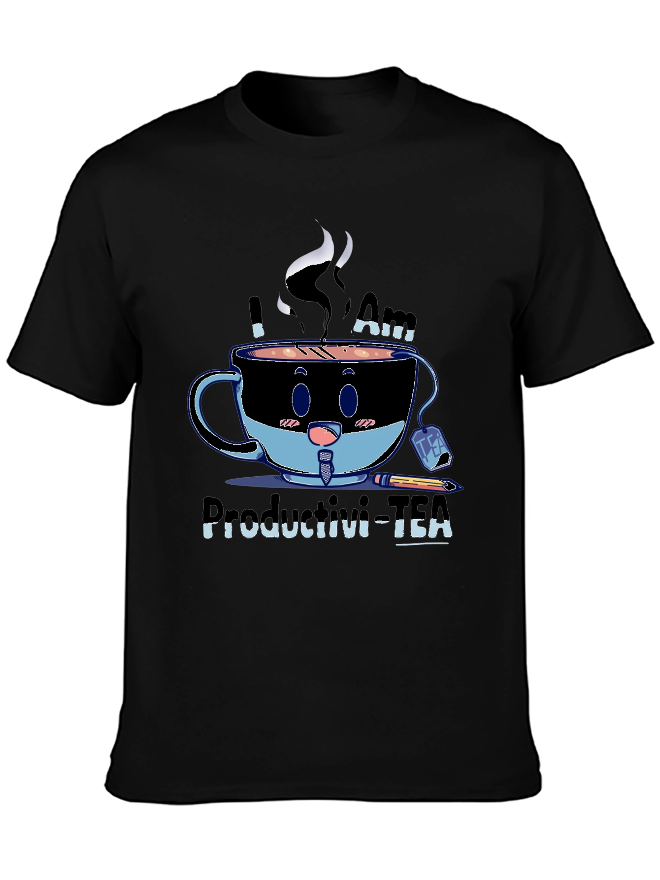 Productivi-Tea T-Shirt - Black Cotton Blend Graphic Tee