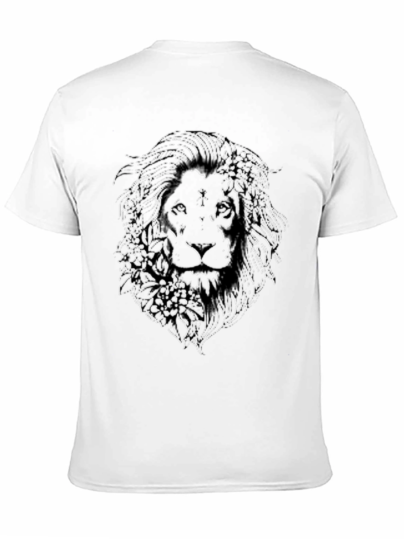 Lion Floral Graphic Print Black T-Shirt