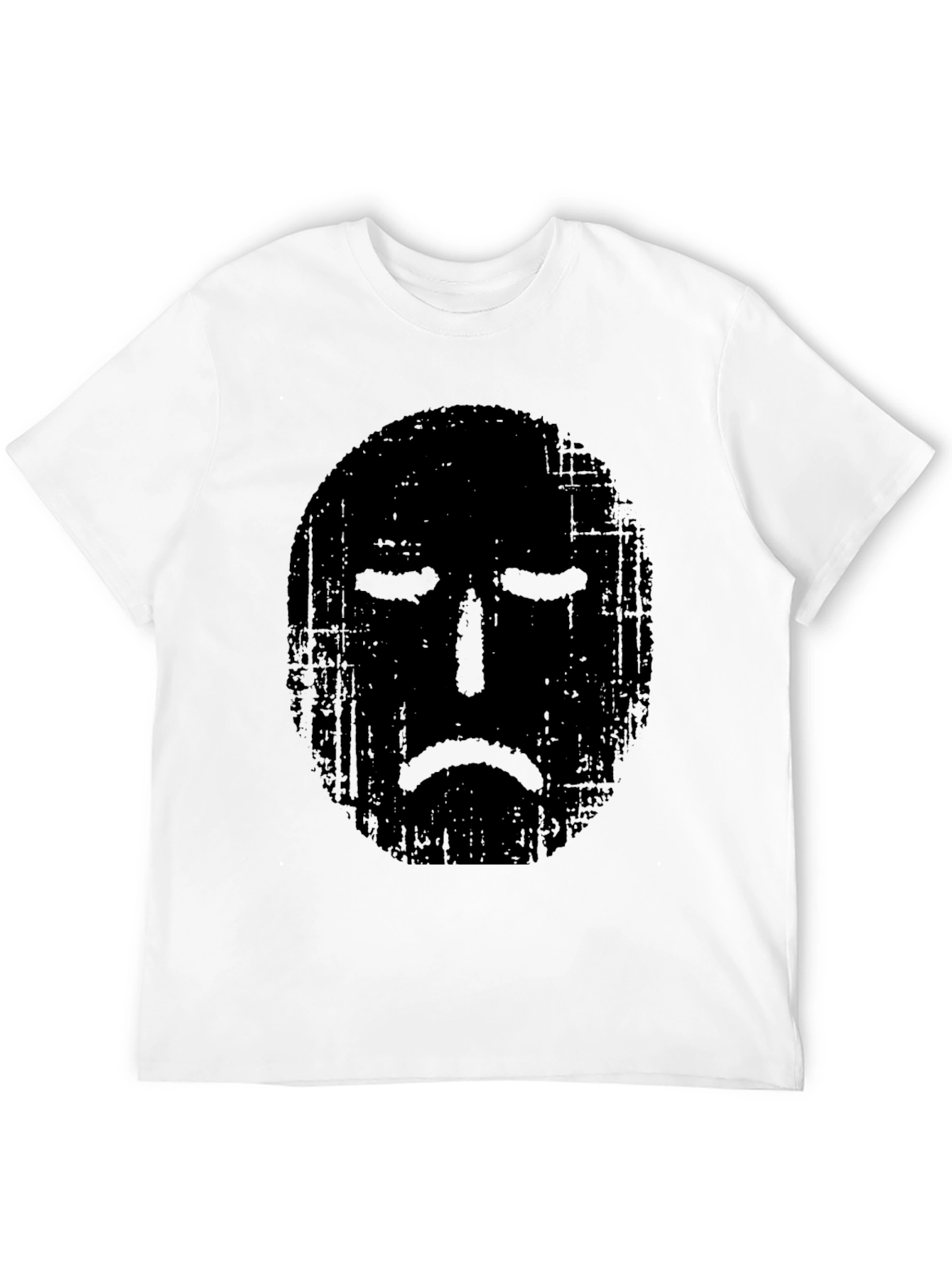 Distressed Sad Face Graphic Black T-Shirt