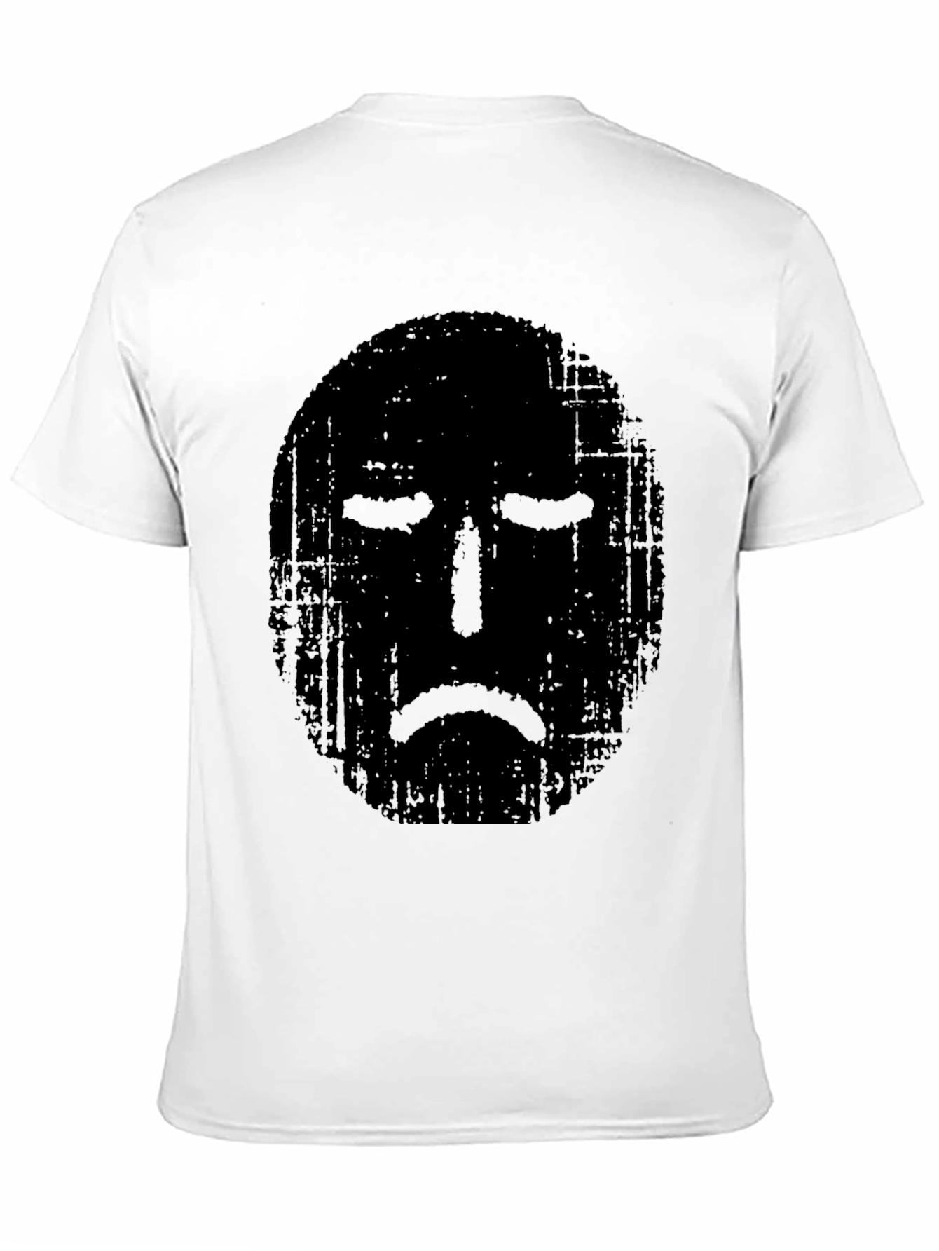 Distressed Sad Face Graphic Black T-Shirt