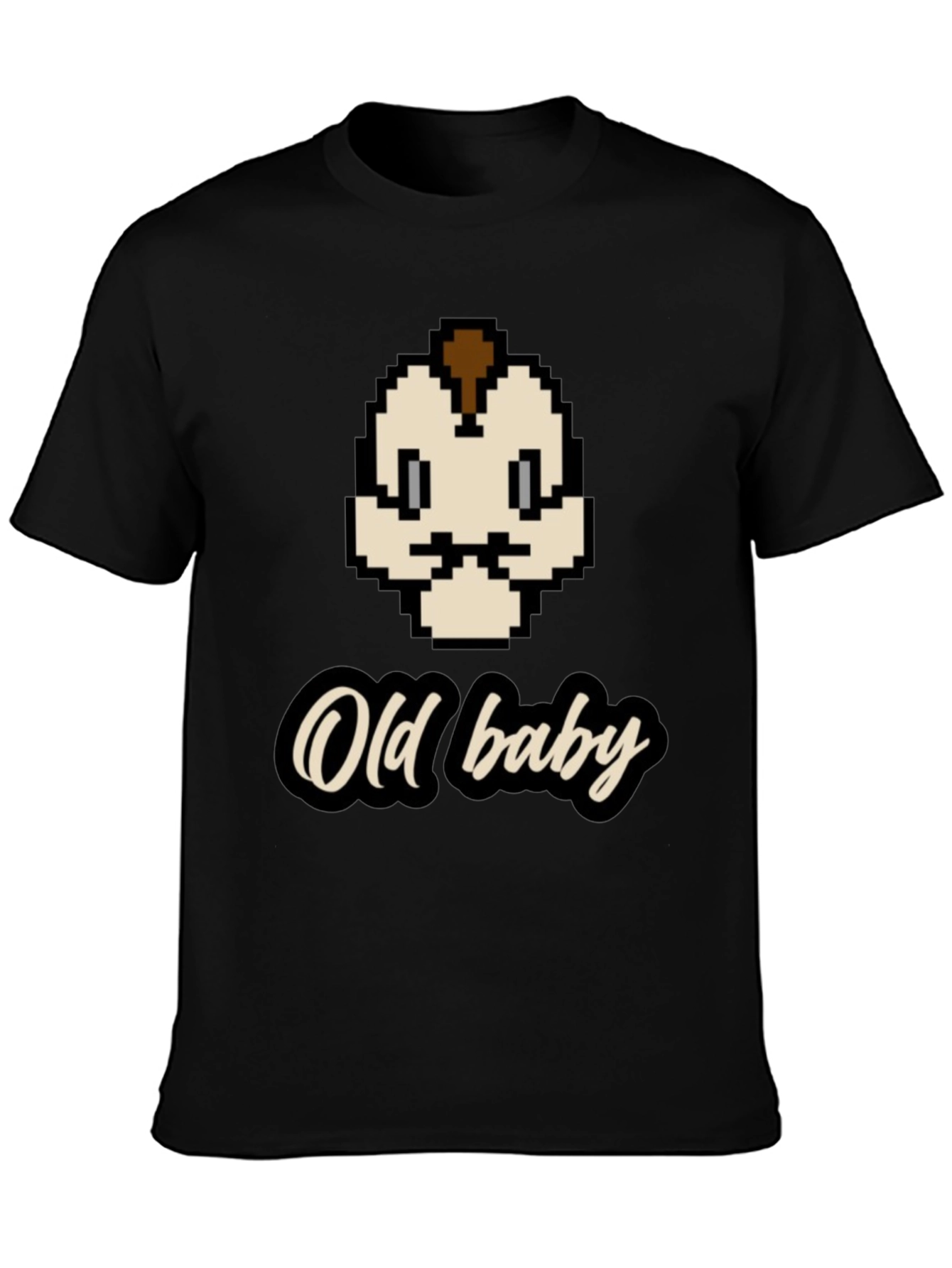 Old Baby Pixel Art Black T-Shirt