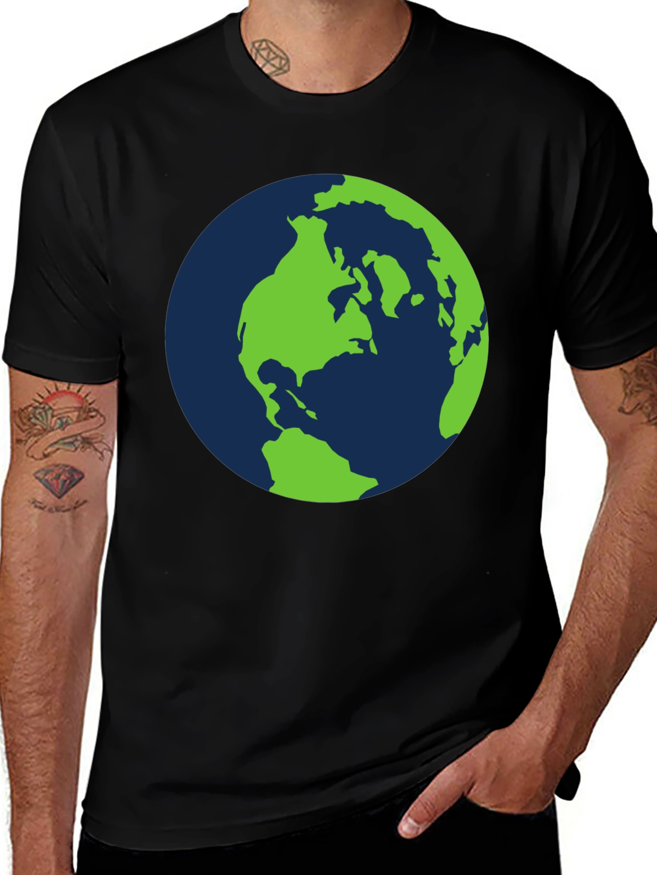 Earth Graphic T-Shirt - Black Cotton Tee