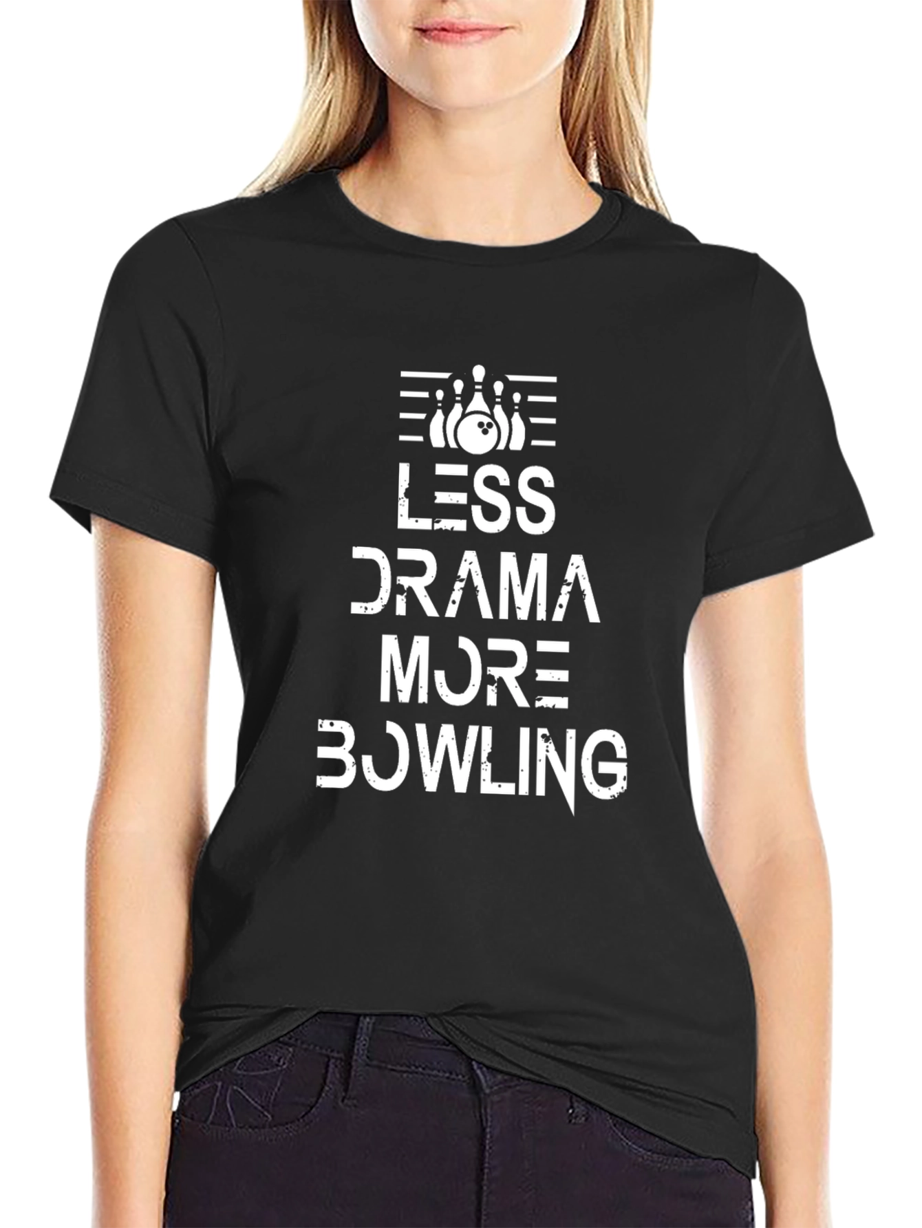Less Drama More Bowling Black T-Shirt
