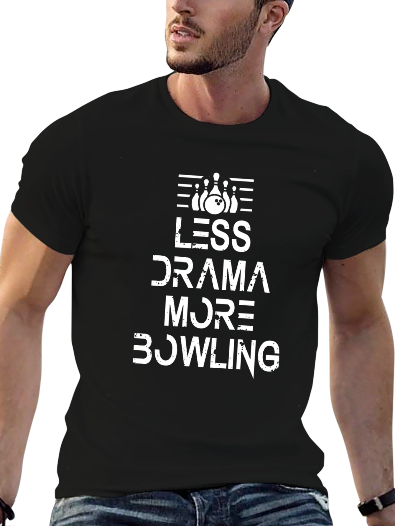 Less Drama More Bowling Black T-Shirt