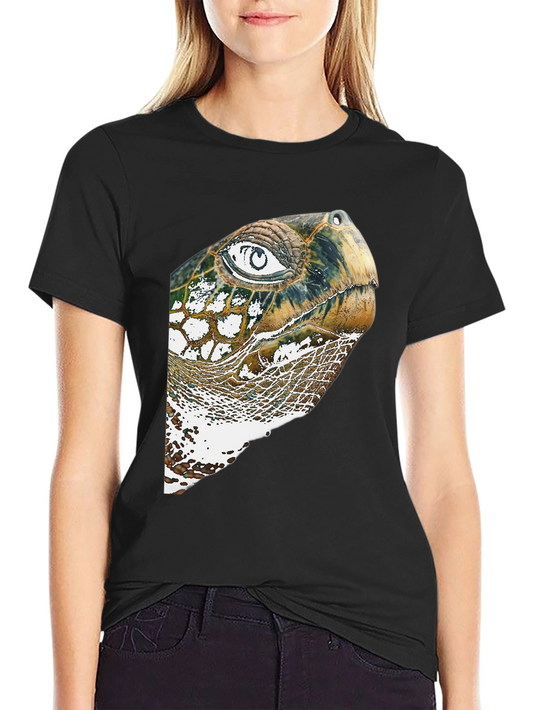 Turtle Head Graphic Print Black T-Shirt