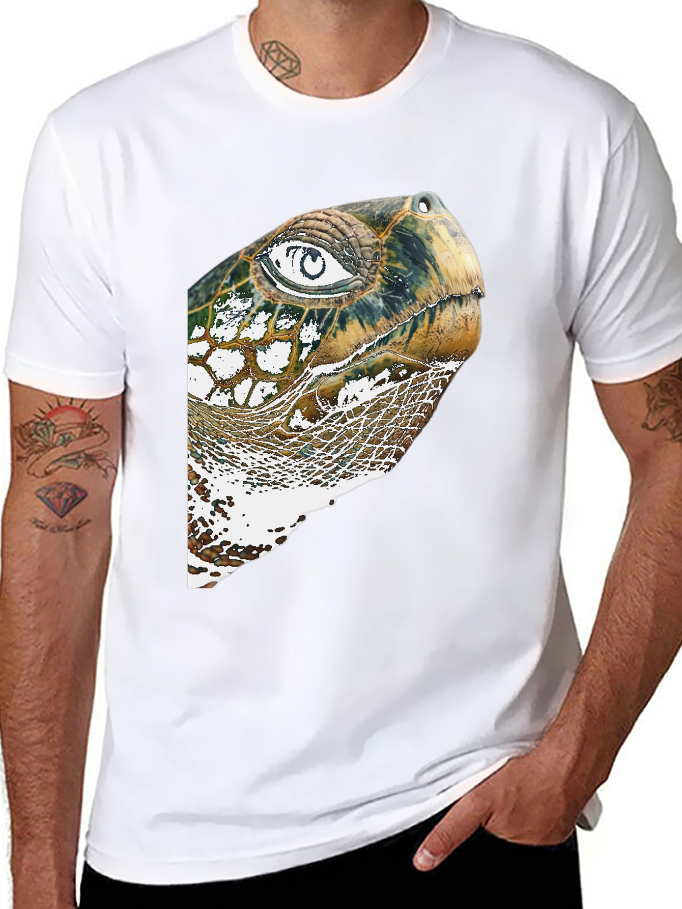 Turtle Head Graphic Print Black T-Shirt