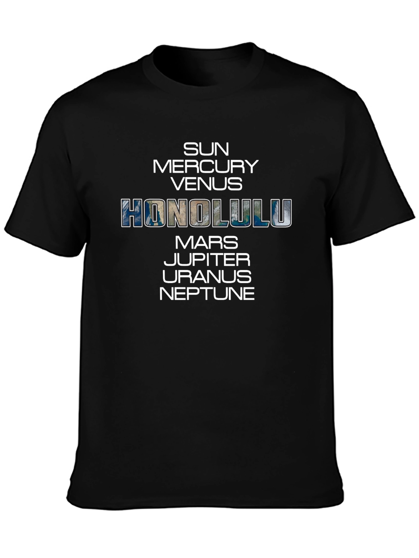 Honolulu Planets Black T-Shirt