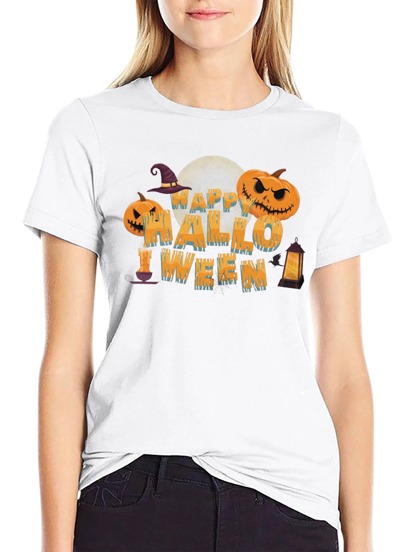 Happy Halloween Graphic Print T-Shirt