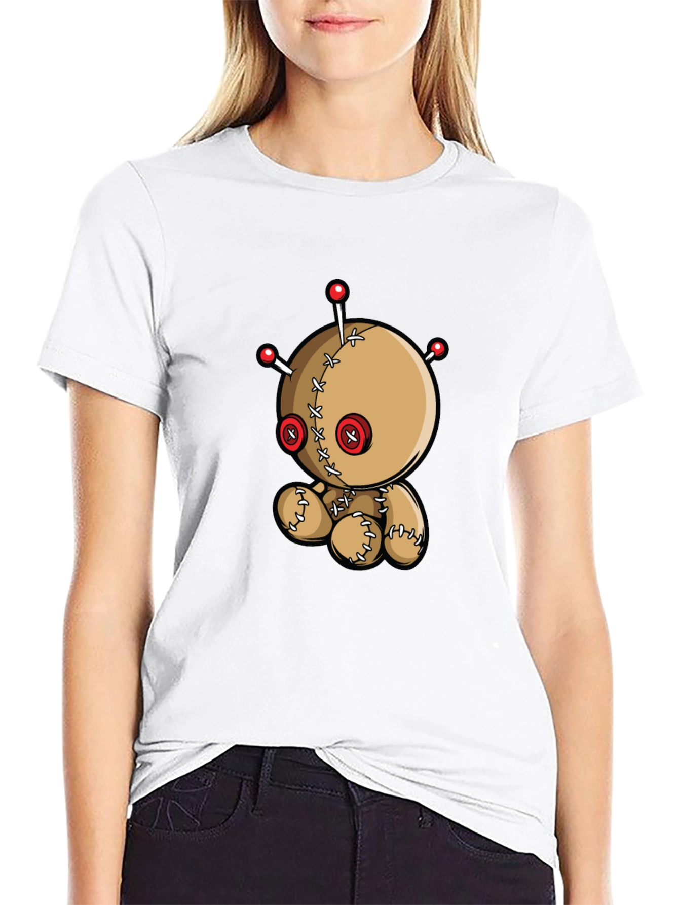 Voodoo Doll Graphic Tee - Black Cotton T-Shirt