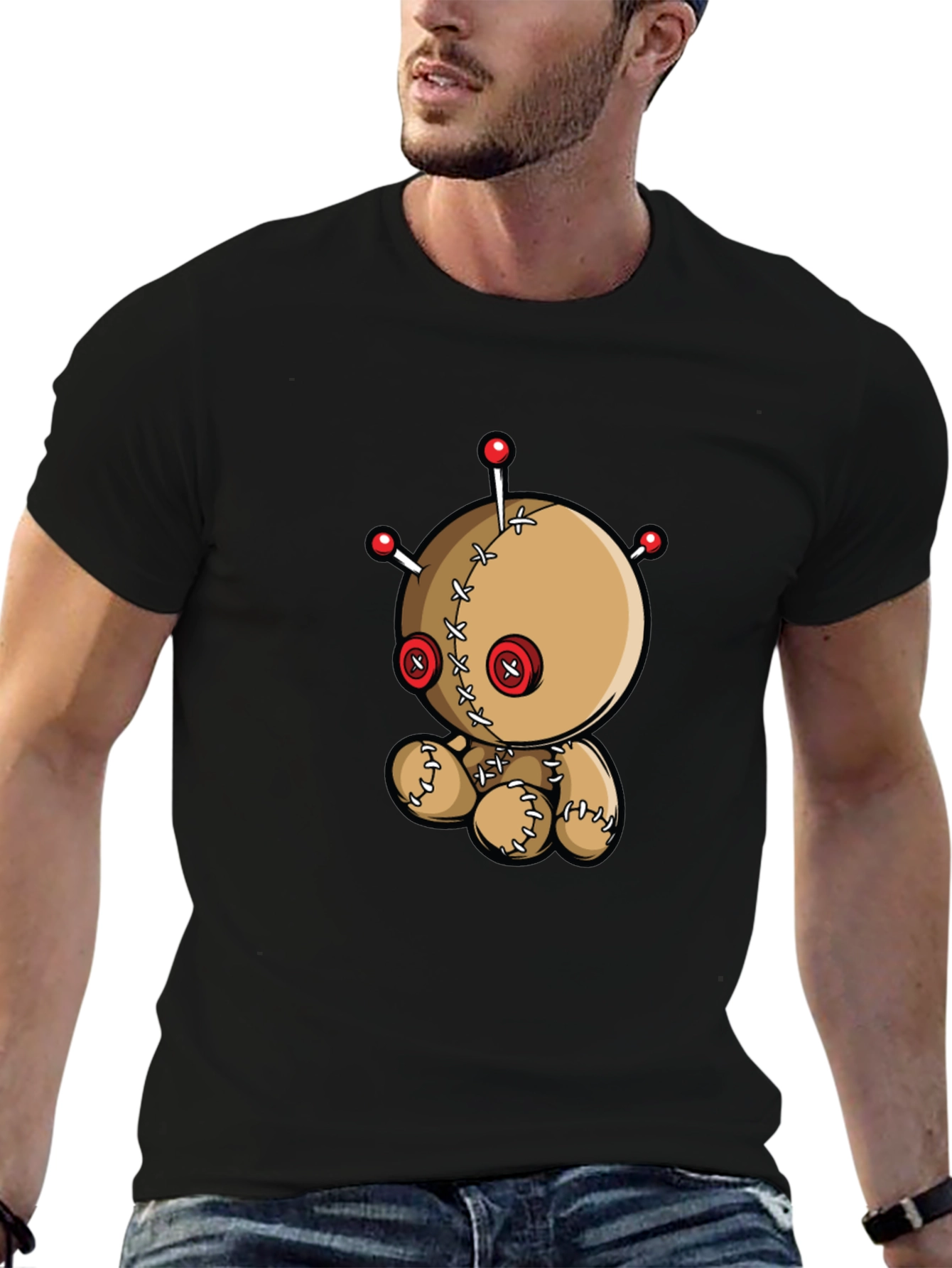 Voodoo Doll Graphic Tee - Black Cotton T-Shirt