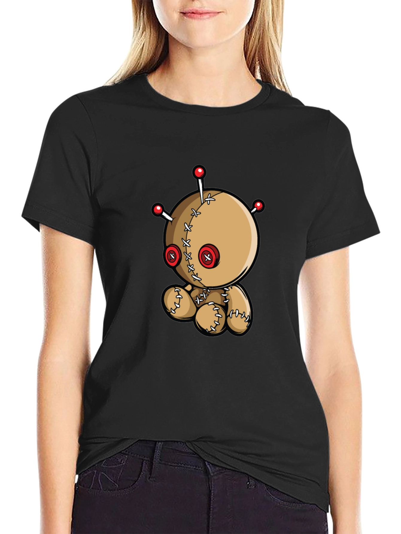Voodoo Doll Graphic Tee - Black Cotton T-Shirt