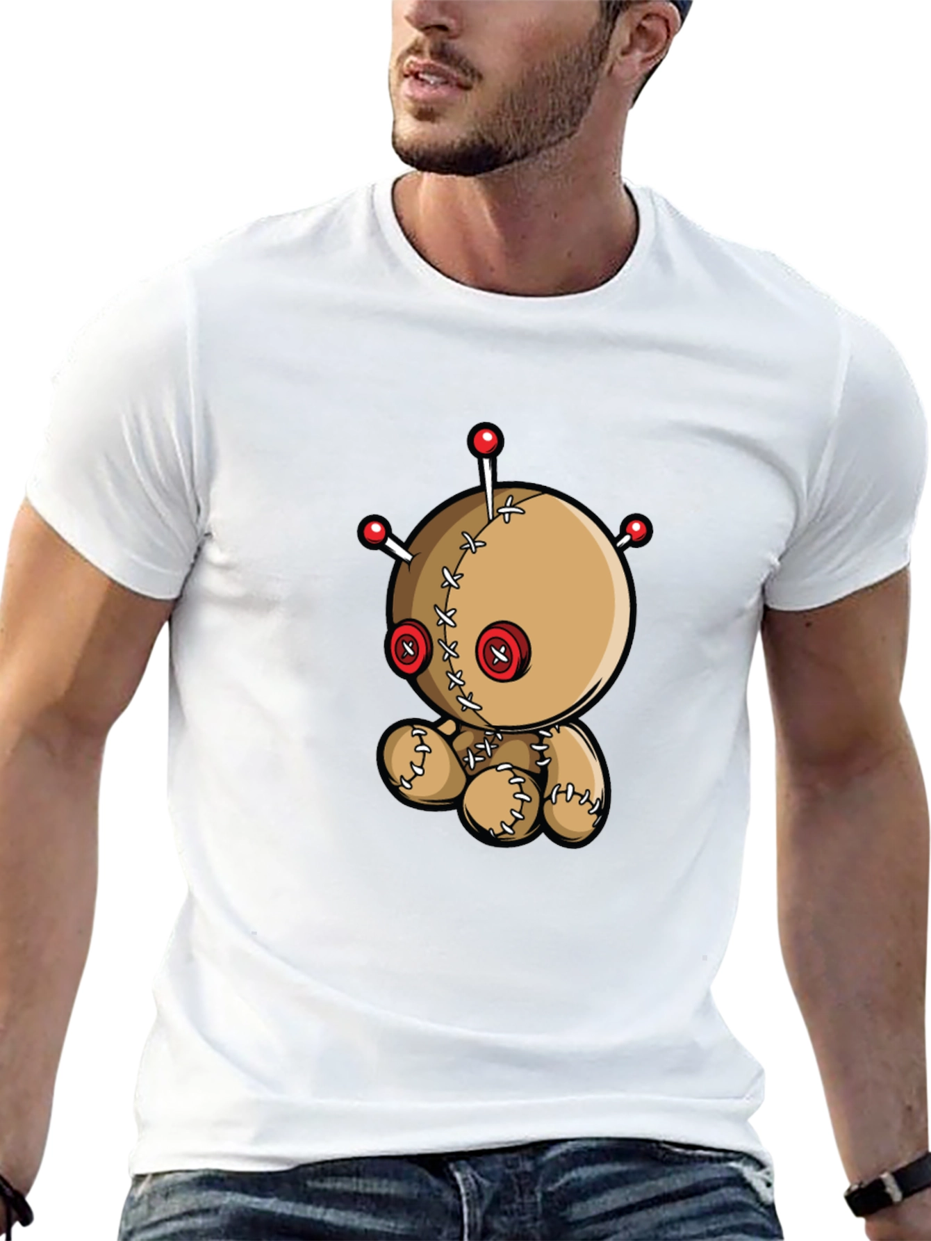 Voodoo Doll Graphic Tee - Black Cotton T-Shirt