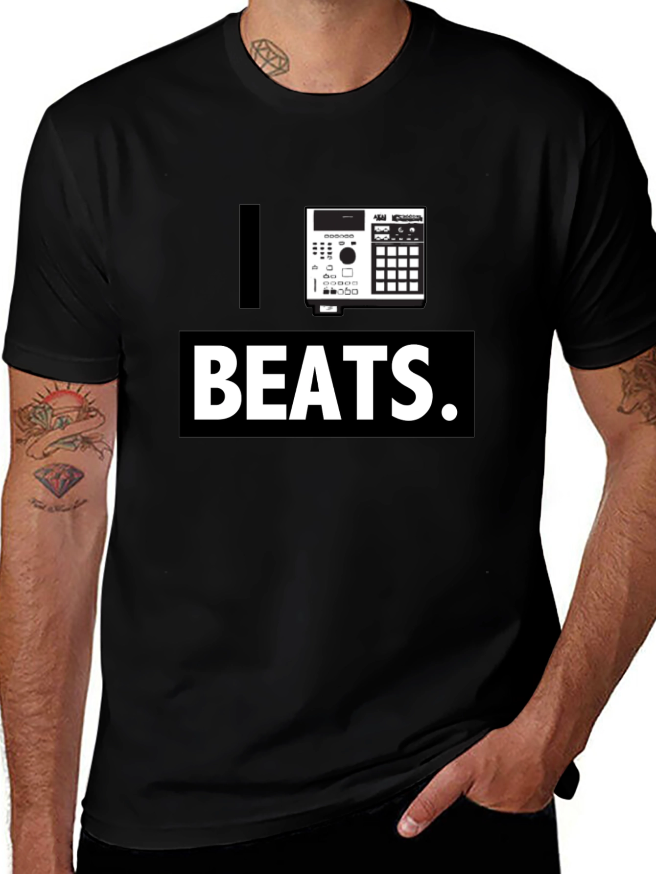 I Heart Beats Black Graphic T-Shirt