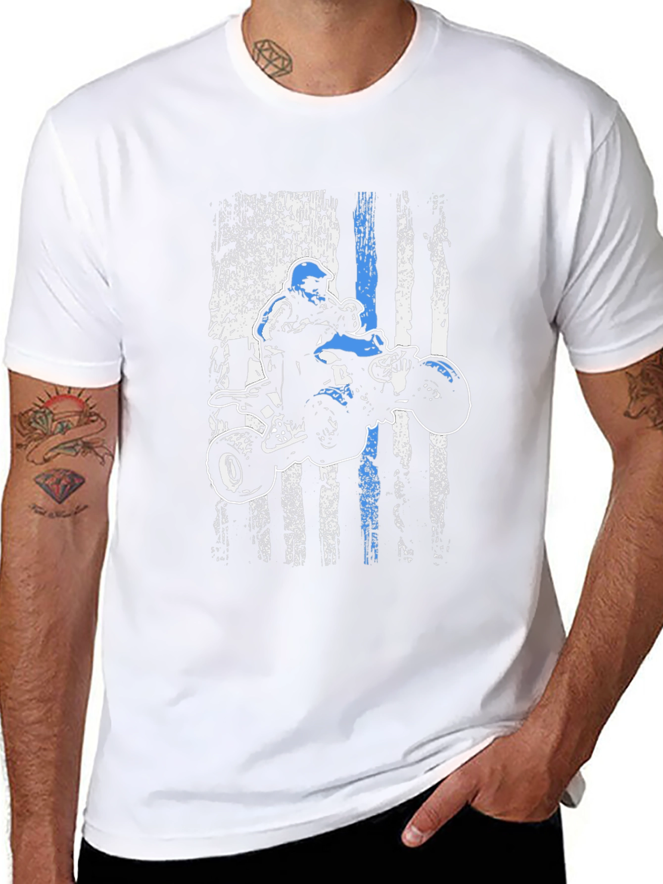ATV Rider American Flag Graphic T-Shirt